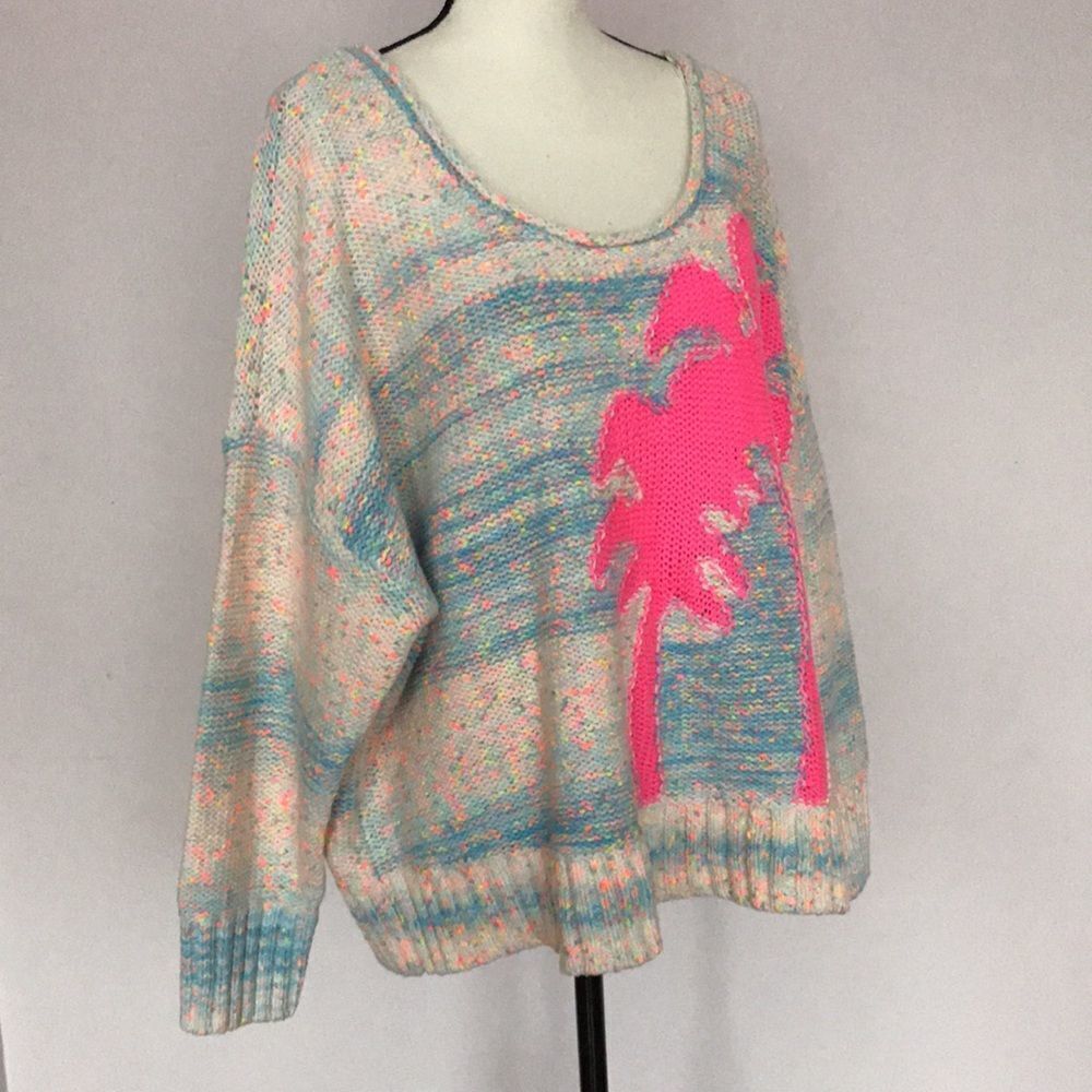 Anthropologie Palm Tree Boat Neck Sweater size S - Picture 10 of 16
